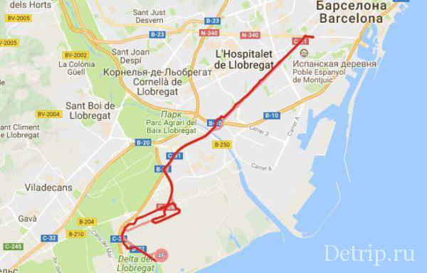 добраться до аэропорта Барселоны на автобусе №46